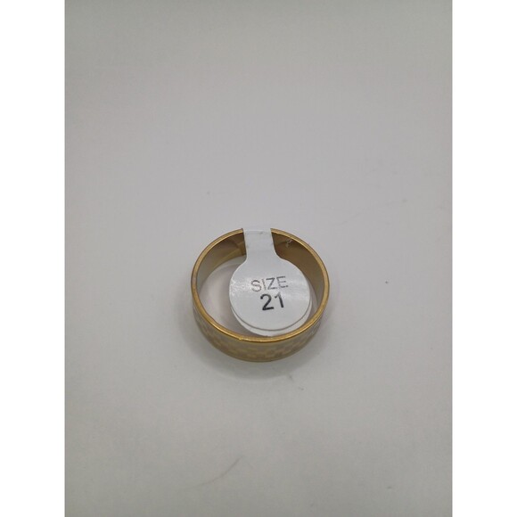 Unisex Gold Engraved Geometric Pattern Stainless Steel Ring Band U.S Size 10.5 - Picture 2 of 3